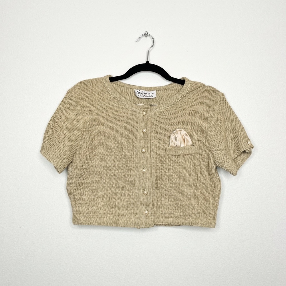 Vintage California Gold Rush Cropped Gold Short-Sleeve Cardigan